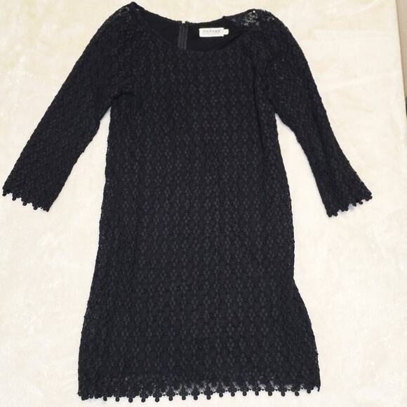 Velvet by Graham & Spencer Black Lace Sheath Dress Women’s Size S 3/4 Sleeve - Picture 1 of 8